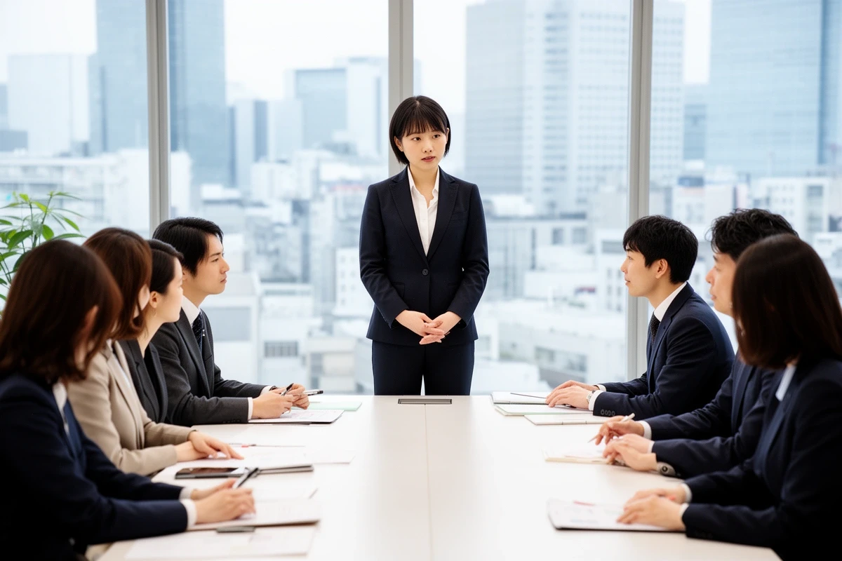 自信を持って会議をリードするプロフェッショナル